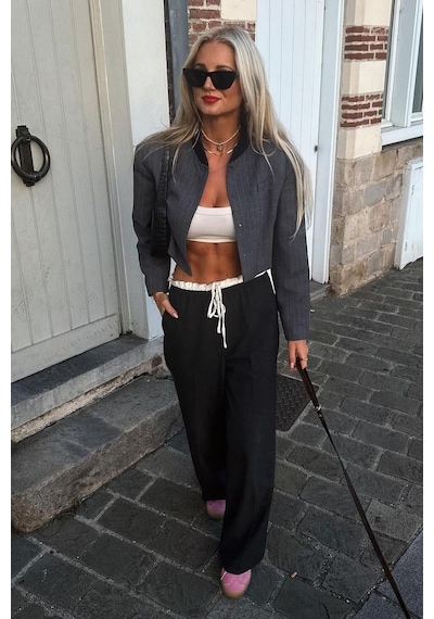 Madmext Siyah Çift Bel Bantlı Wide Leg Kadın Pantolon Mg2551 Siyah