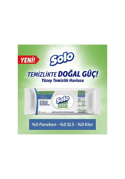 Solo Temizlikte Doğal Güç Okaliptus Çam Esintisi Yüzey Temizlik Havlusu Yüzey Temizleyici 100 Yaprak 12'li Set