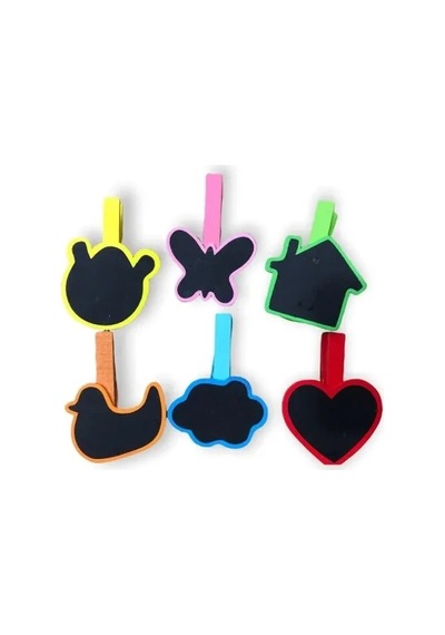 Mey İthalat Desenli Notlu Ahşap Mandal 6'lı Set - 10 Paket
