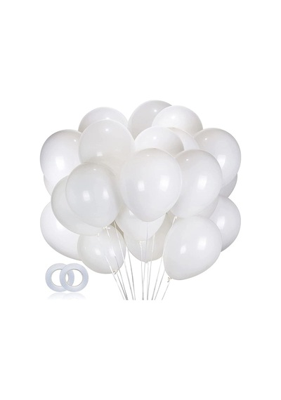 Balon Parlak Metalik Helyum Balon 10 Adet Beyaz Renk
