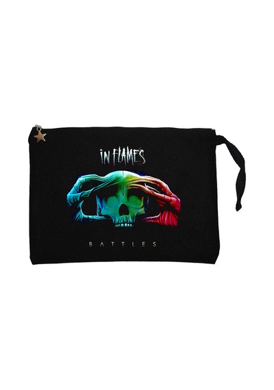 In Flames Battles Siyah Clutch Astarlı Cüzdan / El Çantası