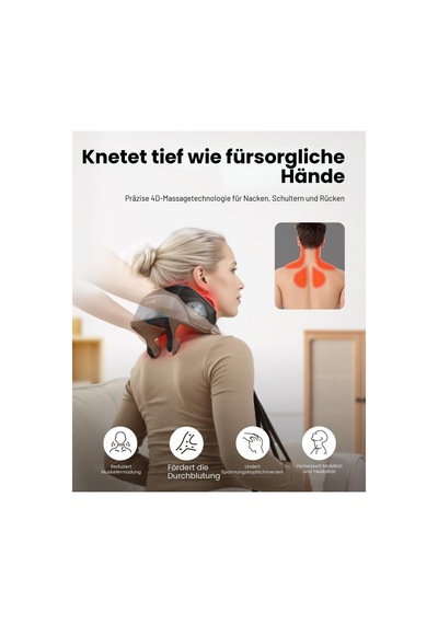 Bob And Brad 4d Shiatsu Boyun Masajı, Boyun, Omuzlar İçin Isıtmalı, Kablosuz Ve Elektrikli Masaj Cihazı, 2 Masaj Ve Sıcaklık Seviyesi, Erkekler Ve Kadınlar İçin Mükemmel Bir Hediye