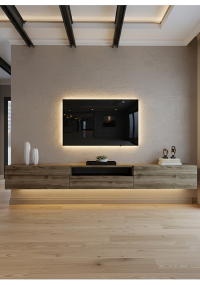 Resital Ledli Duvara Monte Tv Sehpası - Ceviz - W6016-2 Ceviz