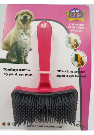 Ans Kedi Köpek Tuşlu Otomatik Tüy Toplayıcı Tarak Kırmızı