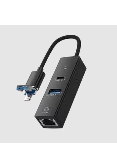 Lightning & Usb-c Uyumlu Rj45 Ethernet Adaptörü Telefon Ve Tablet İçin Kablolu İnternet Bağlantısı, Usb-a Portlu Çoklu Dönüştürücü, Düşük Gecikmeli Oyun Ve Hızlı Veri İletimi Ul-31l