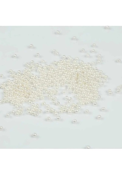 25 Gram - 8 Mm Krem Renk Inci Boncuk, Plastik Inci Boncuk, 83-86 Adet Arası