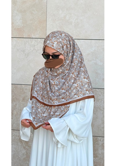 Qalortex Scarf Meyra Desen B.boy Eşarp - Kahve