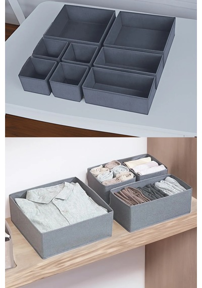 Keçe 8'li Çekmece İçi Düzenleyici Organizer Set Gri