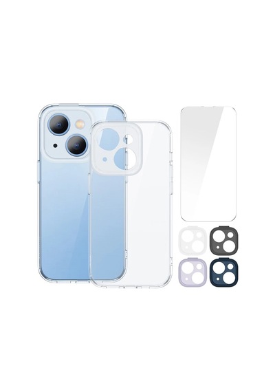 Baseus Illusion Series Apple iPhone Uyumlu 14 Plus 6.7 Silikon Kılıf + Tempered Ekran Koruyucu + 4x Kamera Koruyu- 5775