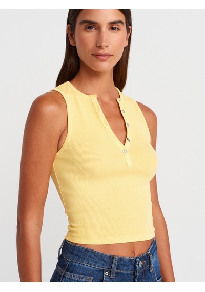 Dilvin 21005 Yıkama Efetkli Crop Top-sarı Sarı