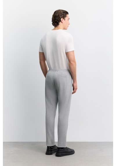 Avva Erkek Gri Beli Lastikli Bağcıklı Duble Paça Jogger Relaxed Fit Pantolon E003000
