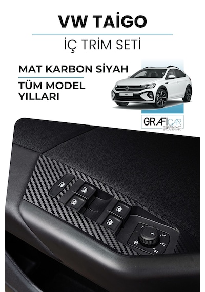 Volkswagen Taigo Uyumlu İç Trim Folyo Set / Mat Karbon Siyah