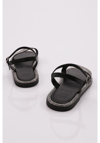 Dgn 3051 Kadin Düz Taban Taşli Sandalet 3051-2219-R7007 Siyah