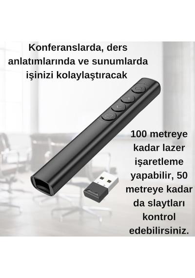 Polham 100 M Mesafeli Pilli Kırmızı Lazerli Sunum Kumandası