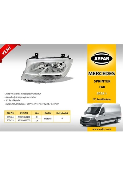 M.sprinter 2018- Far Motorlu So