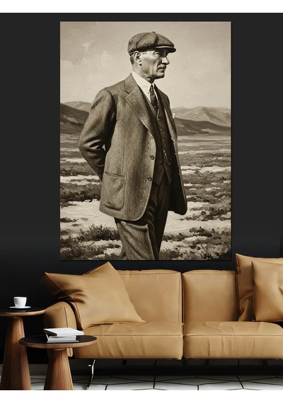 Ayakta Duran Atatürk Fotoğrafı Dekoratif Kanvas - Mdf Ahşap Tablo