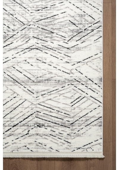 Look Black Lb002g Krem Halı Dekoratif Çizgili Modern Desen Akrilik Yumuşak Tozuaz Salon Halısı-914 Krem