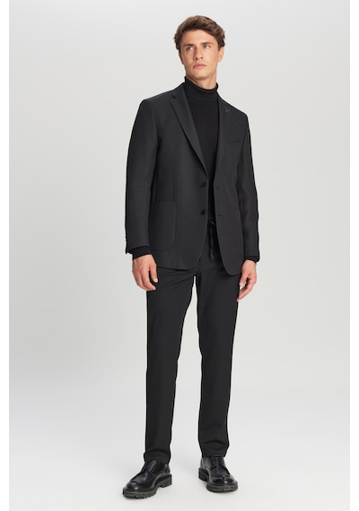 Erkek Sıyah Slim Fit Dar Kesim Mono Yaka Torba Cepli Blazer Ceket Siyah