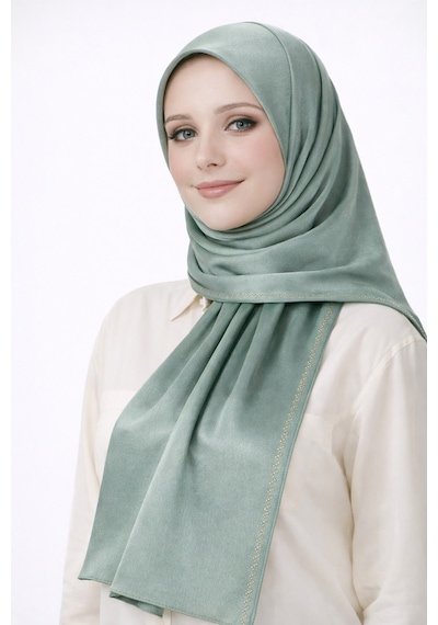 Mim Eşarp Mısırlı Eşarpları Taşlı Jan Jan Abiye Şal 75x190 Cm Çağla Yeşili