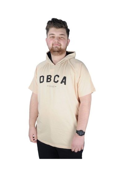 Mode Xl Büyük Beden Tshirt Kapşonlu Dbca 22119 Bej 001