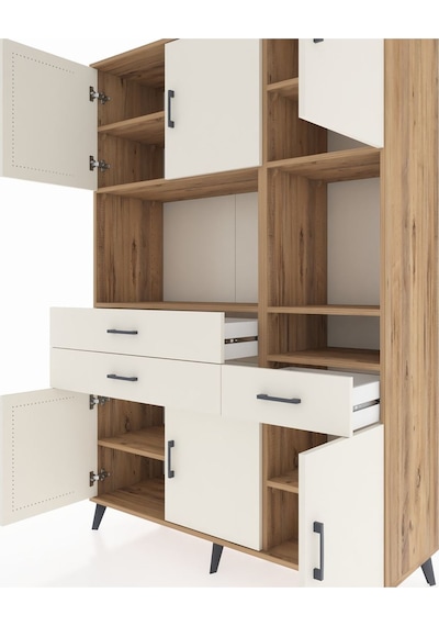 Hyperion Dolap 9 Raflı 3 Çekmeceli 6 Kapaklı 132x44x195 Çam-a... Çam Hyperion Dolap 9 Raflı 3 Çekmeceli 6 Kapaklı 132x44x195 Çam-a... Çam