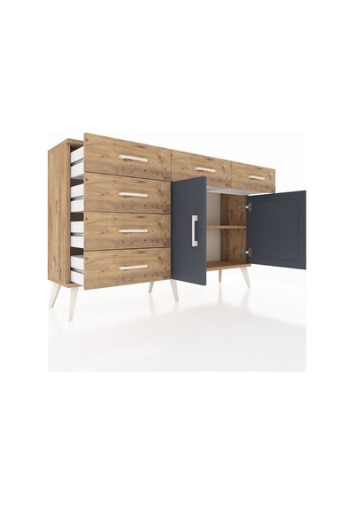 Arges Konsol 2 Raflı 6 Çekmeceli 2 Kapaklı 132x30x83 Çam-antrasit/çam Antrasit/çam Arges Konsol 2 Raflı 6 Çekmeceli 2 Kapaklı 132x30x83 Çam-antrasit/çam Antrasit/çam