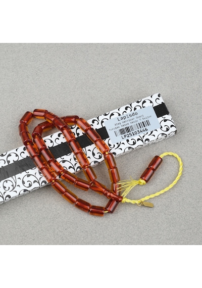 Omari Ateş Kehribar Yumuşak Kesme Kesim Oturtma İmameli Sistemli 7.5x11mm Tesbih