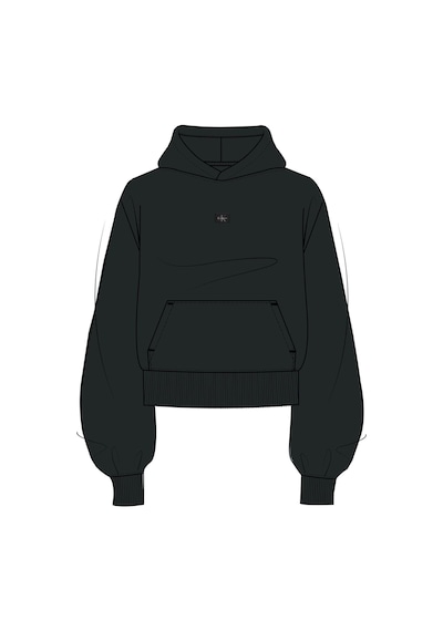 Calvin Klein Ls Woven Label French Terry Po H Siyah Kadın Sweatshirt-11585 Siyah
