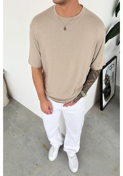 Taş Basic Soft Likralı Relaxed Triko Tişört