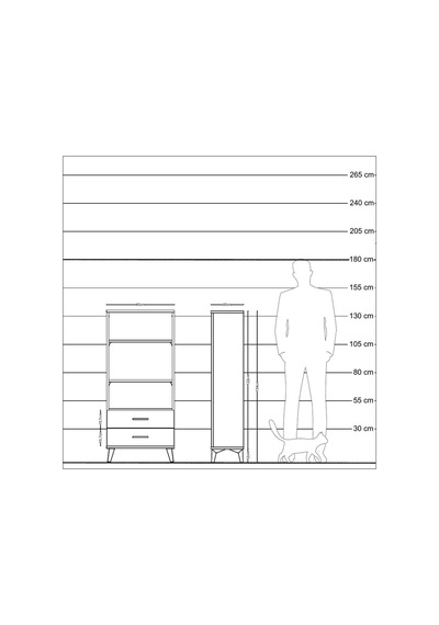 Arges Dolap 3 Raflı 2 Çekmeceli 60x30x134 Antrasit-aytaşı Antrasit