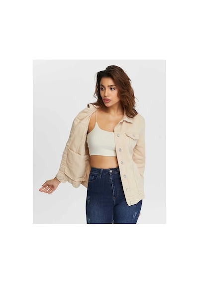Kene Jeans Keten Bej Boyfriend Tam Kalıp Düğmeli Ceket Bej