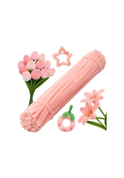 3'lü Şönil Set Pastel Pembe 50 , Beyaz 25 , Ordu Yeşili 25 Şönil ,çiçek Yapımına Uygun Tüylü T