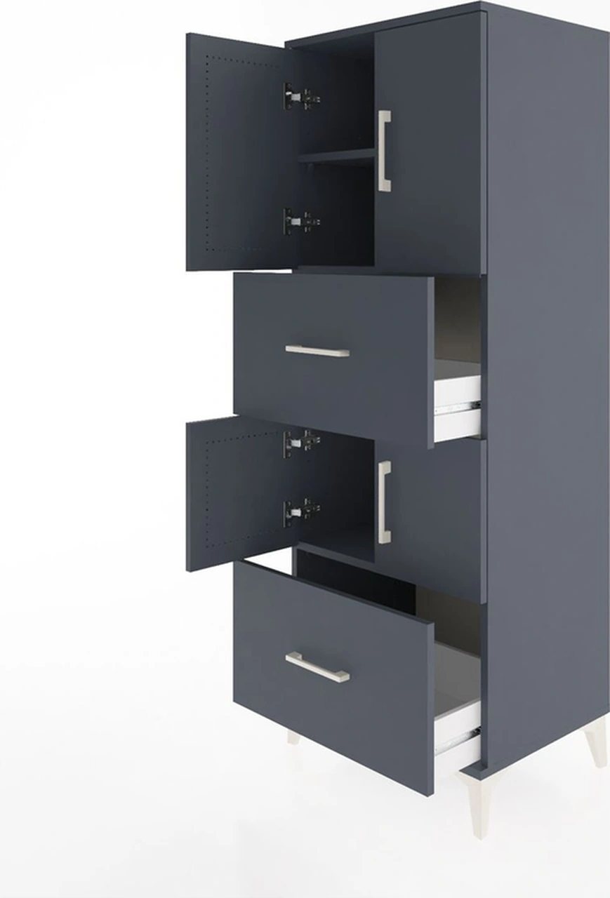 Hyperion Dolap 3 Raflı 2 Çekmeceli 4 Kapaklı 60x44x163 Antras... Antrasit Hyperion Dolap 3 Raflı 2 Çekmeceli 4 Kapaklı 60x44x163 Antras... Antrasit