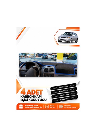Hyundai Accent Admire-milenium 2000-2006 Uyumlu Torpido Koruma Kılıfı Örtüsü - Siyah Mavi