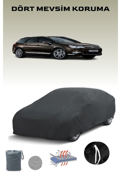 Siyah Citroen C5 Tourer 2010 - 2021 Araba Brandası, Oto Örtüsü, Araba Çadırı Siyah