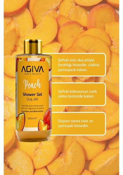 Şeftali Agiva Care & Beauty Besleyici Ve Nemlendirici Duş Jeli 500 Ml Değişken