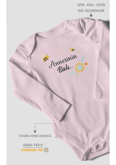 Morivokids Annesinin Balı Uzun Kollu Bebek Body %100 Pamuk Bebe Pembe