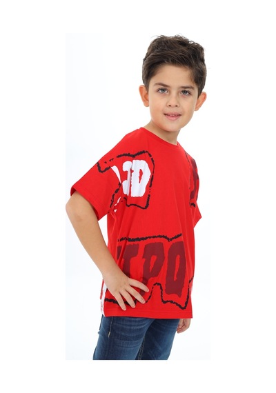Toontoy Kids Toontoy Erkek Çocuk Stpo Baskılı Tişört Kırmızı