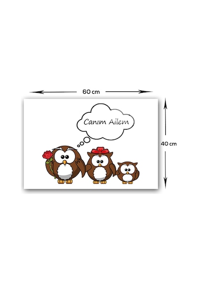 Decorita Sevimli Baykuş Ailesi Ocak Arkası Koruyucu | 40cm x 60cm