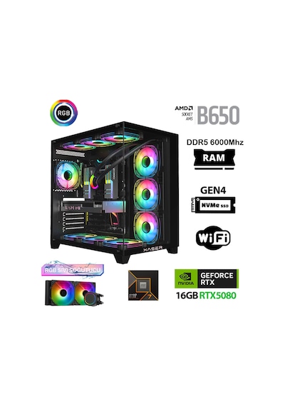 Xaser Velox X190 R7 7700 64 GB 2 TB SSD 16 GB RTX5080 Free Dos Masaüstü Oyuncu Bilgisayar