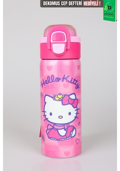 X Dekomus Lisanslı Hello Kitty Love Shine Collection 600 Ml Çift Fonksiyon Kapaklı Çelik Matara Altın