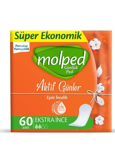 Molped Süper Ekonomik Aktif Günler Ekstra İnce Günlük Ped 1 X 60 Adet