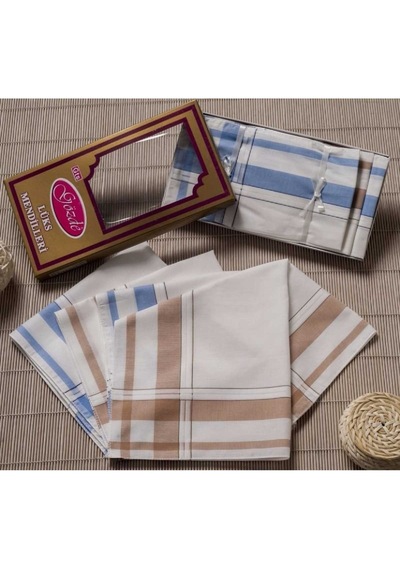 Sarı Kutulu 46x46 Cm 12 Adet Kumaş Mendil-gsk 07 Beyaz