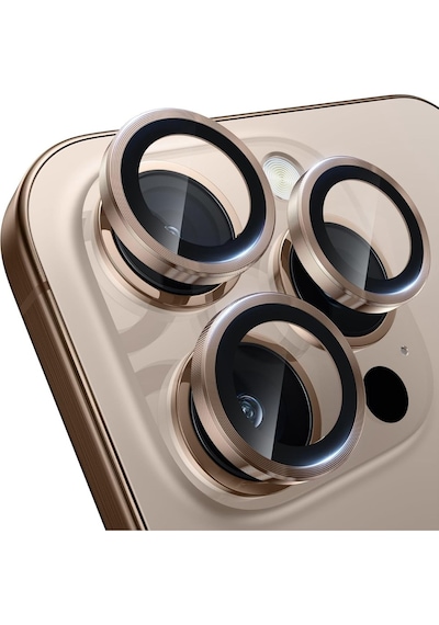 Apple Uyumlu iPhone 16 Pro Metal Çerçeveli Kamera Lens Koruyucu-bakır