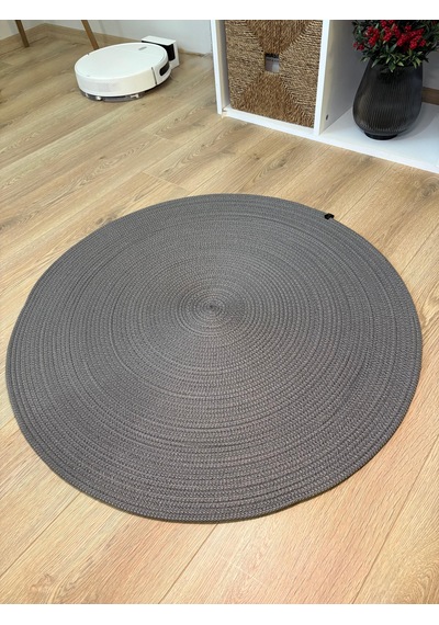 Melena Carpet Yuvarlak Hasır Halı Balkon Salon Mutfak İçin Jüt Görünümlü Dekoratif Halı