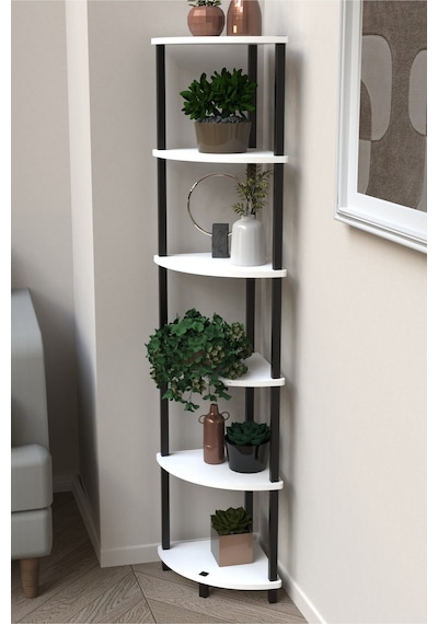 Flora 6 Raflı Moblen Çiçeklik Saksılık Balkon Bahçe Dekor Raf Stand-beyaz Beyaz