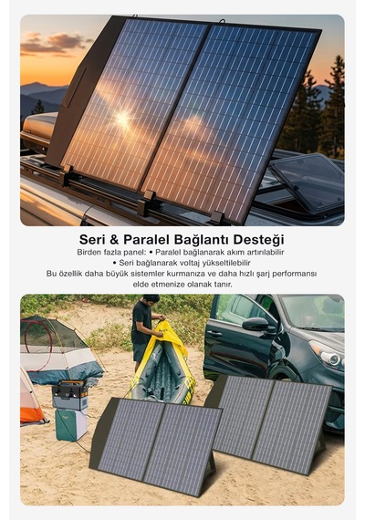 100w Taşınabilir Güneş Panelili Kamp & Karavan İçin Katlanabilir Solar Güç Kaynağı