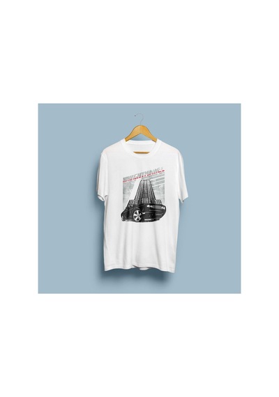 Bahriyeli Collection Oversize Nightmare Muscle Car Tasarım Unisex T-shirt Beyaz