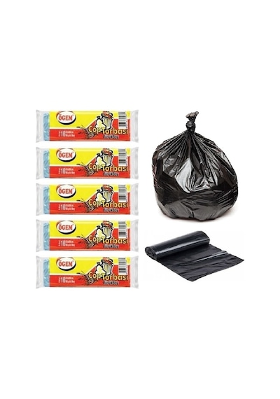 Ögem Büyük Boy Çöp Torbası Siyah 65X80 Cm 10 Lu 5 Rulo