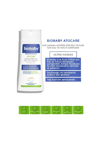 Biobaby Kuru ve Atopik Ciltler için Şampuan 300 ML + Krem 100 ML